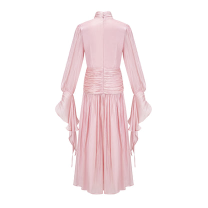 Sarolta Pink Glossy Ruched Maxi Dress