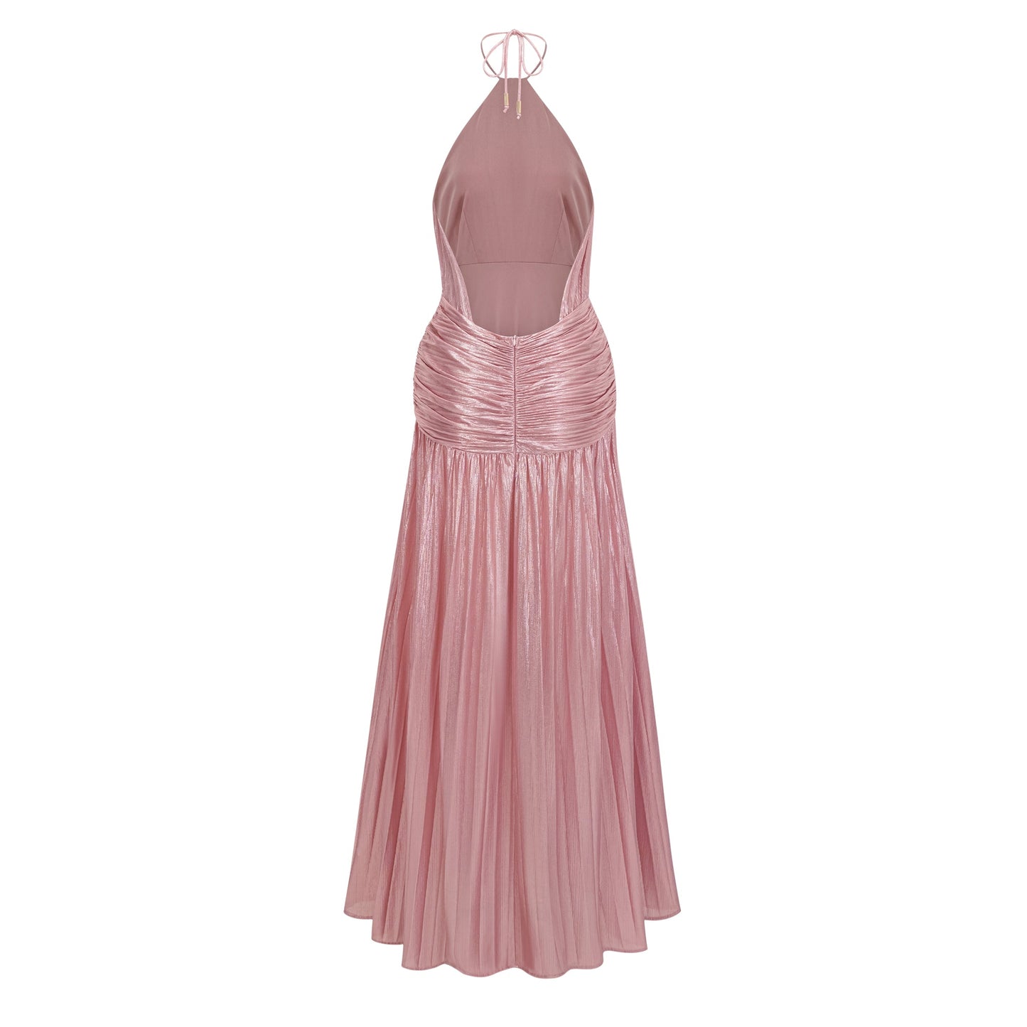 Alchimie Pink Glossy Pleated Maxi Dress