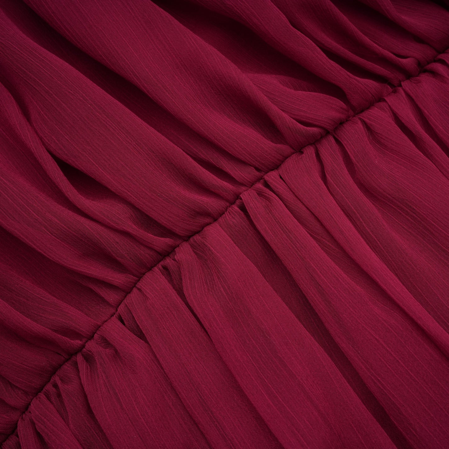 Éléna Burgundy Asymmetrical Ruffled Tulle Mini Dress