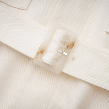 Ambre Cream White Belted Trench Coat