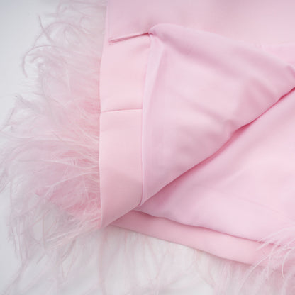 Freja Pink Feather Trim Mini Blazer Dress