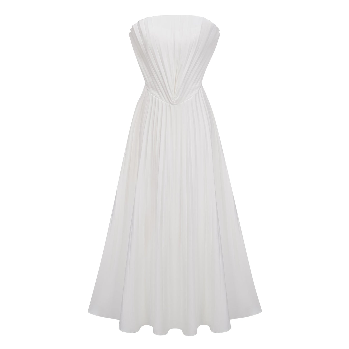 Carlotta White Shell Pleated Maxi Dress