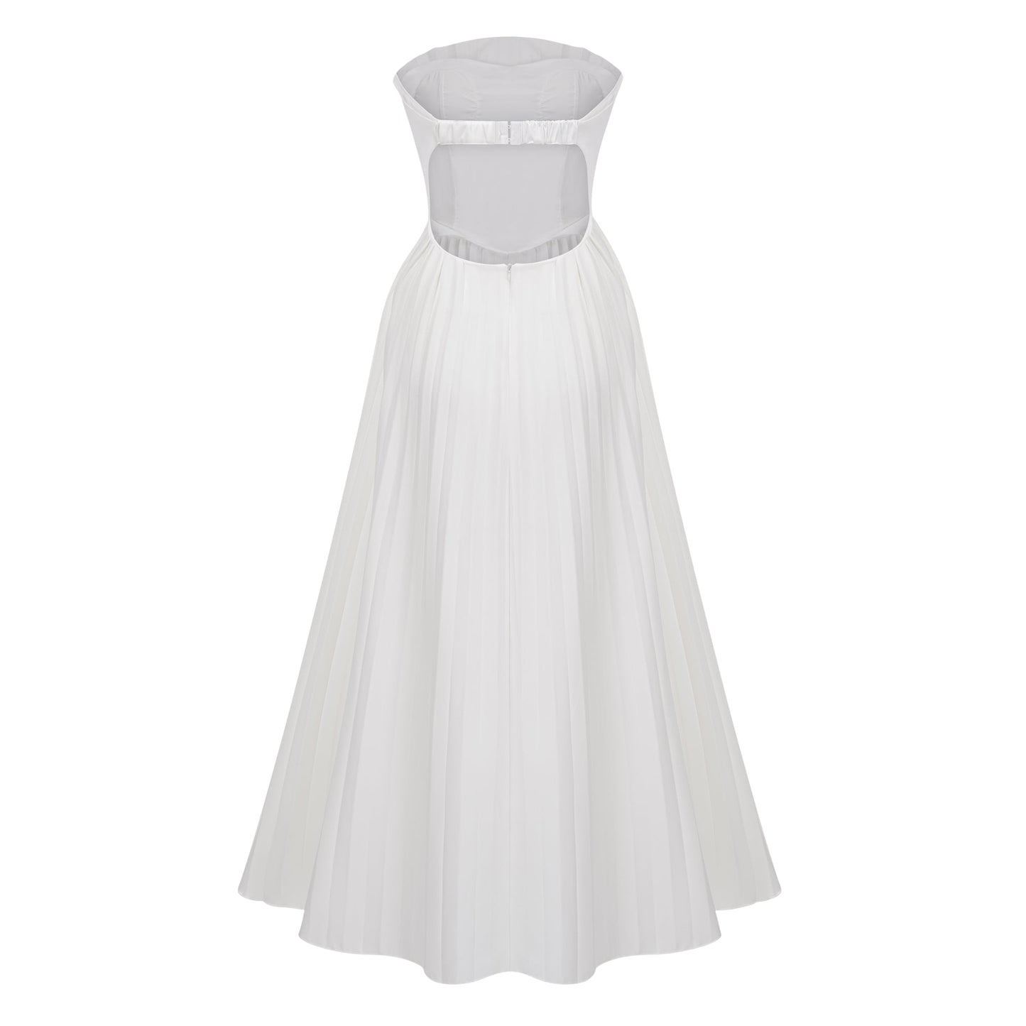 Carlotta White Shell Pleated Maxi Dress