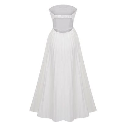 Carlotta White Shell Pleated Maxi Dress