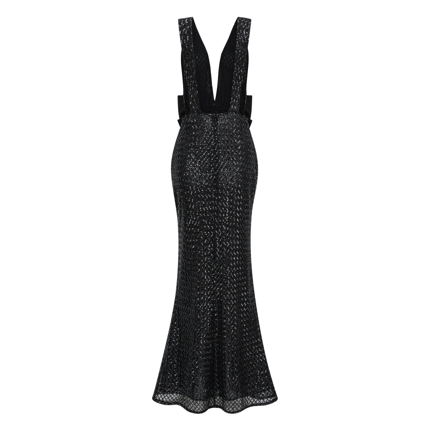 Raelynn Siyah Derin V Yaka Bodycon Maxi Elbise