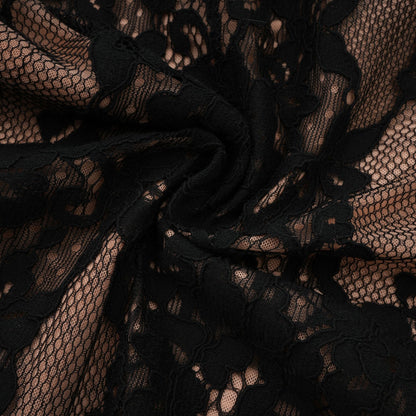 Kenza Black Cut Out Floral Lace Maxi Dress