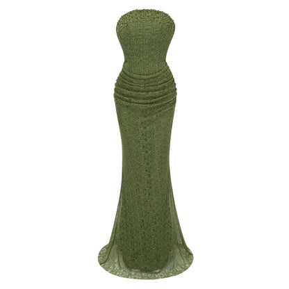 Franziska Green Embellished Corset Maxi Dress (Without Gloves)