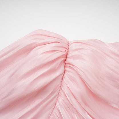 Sarolta Pink Glossy Ruched Maxi Dress