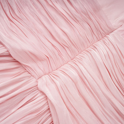 Sarolta Pink Glossy Ruched Maxi Dress