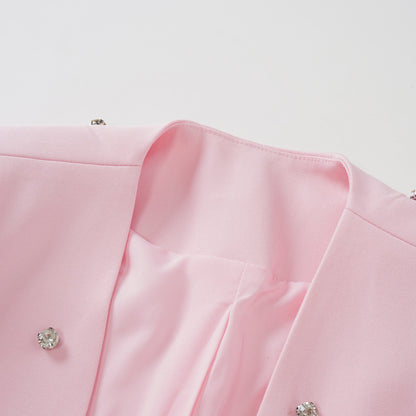 Valéria Pink Crystal Embellished Jacket & Dress Set