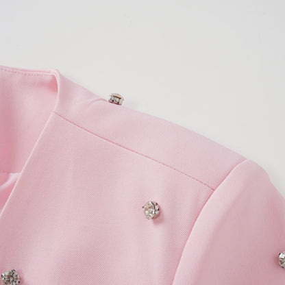 Valéria Pink Crystal Embellished Jacket & Dress Set