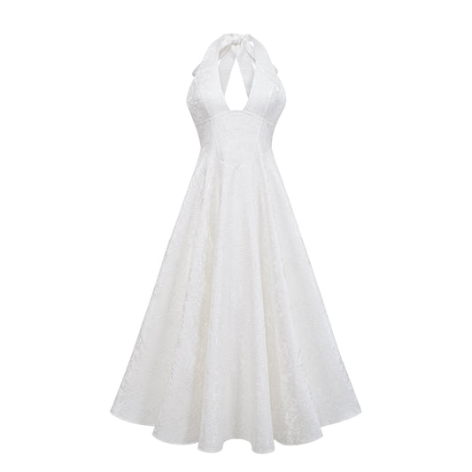 Céline Beyaz Glamorous Event Midi Elbise