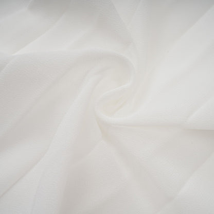 Doux White Ruffled Trim Pleated Midi Dress