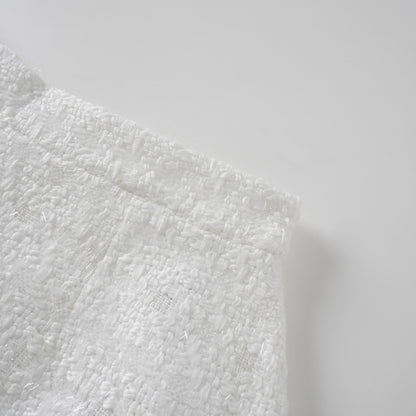 Séraphine White Frayed Tweed Jacket & Shorts Set