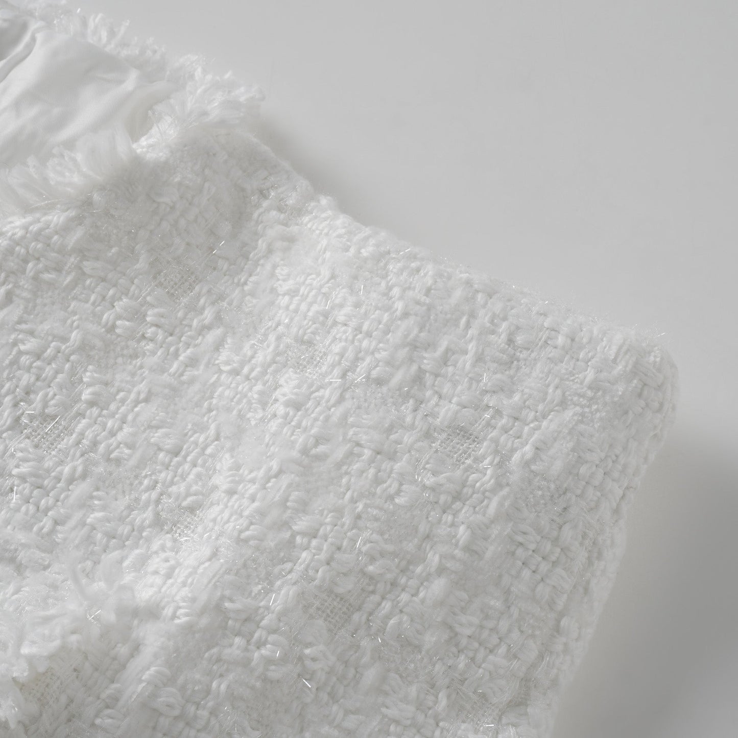 Séraphine White Frayed Tweed Jacket & Shorts Set