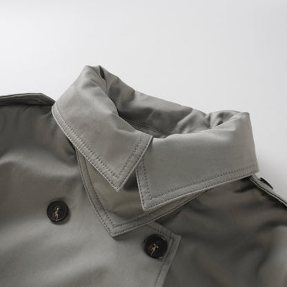 Mavis Grey Double-Breasted Belted Trench Coat