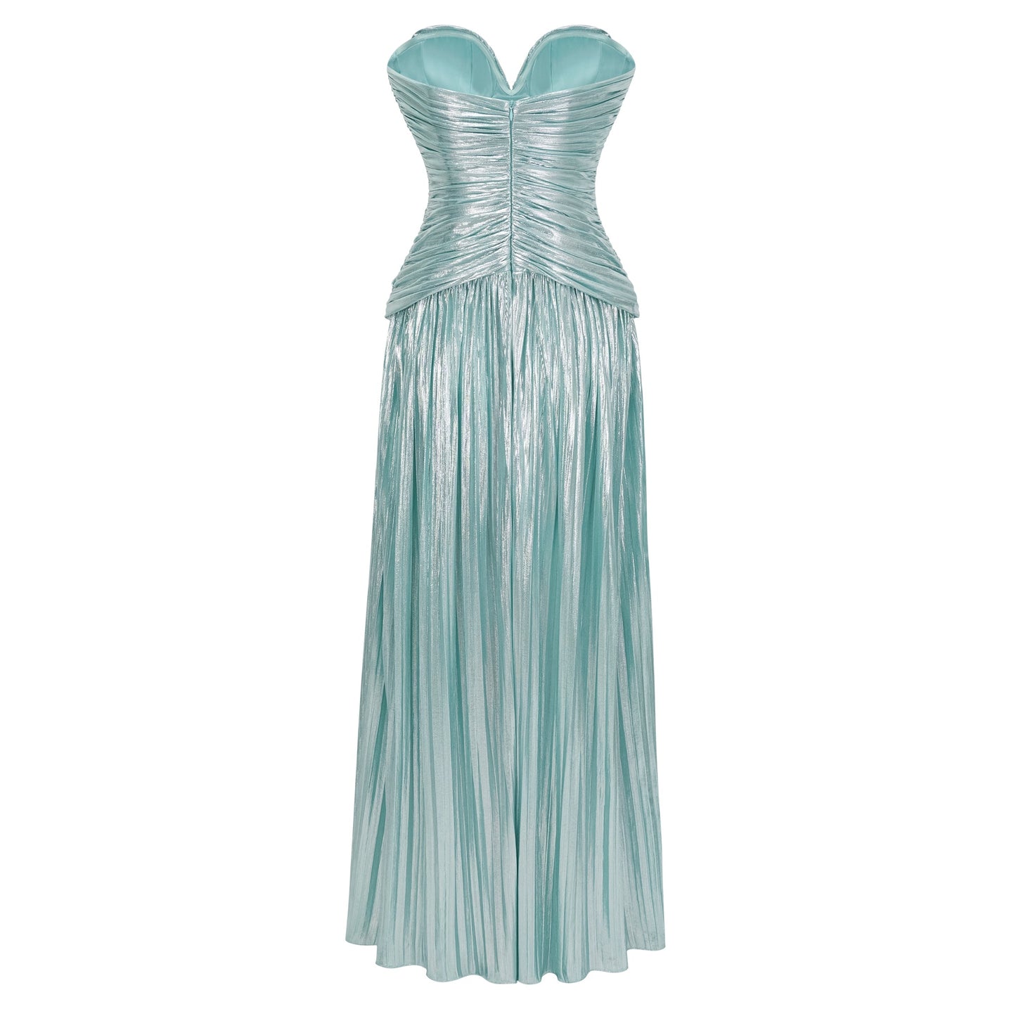 Azar Cobalt Blue Ruched Glossy Maxi Dress