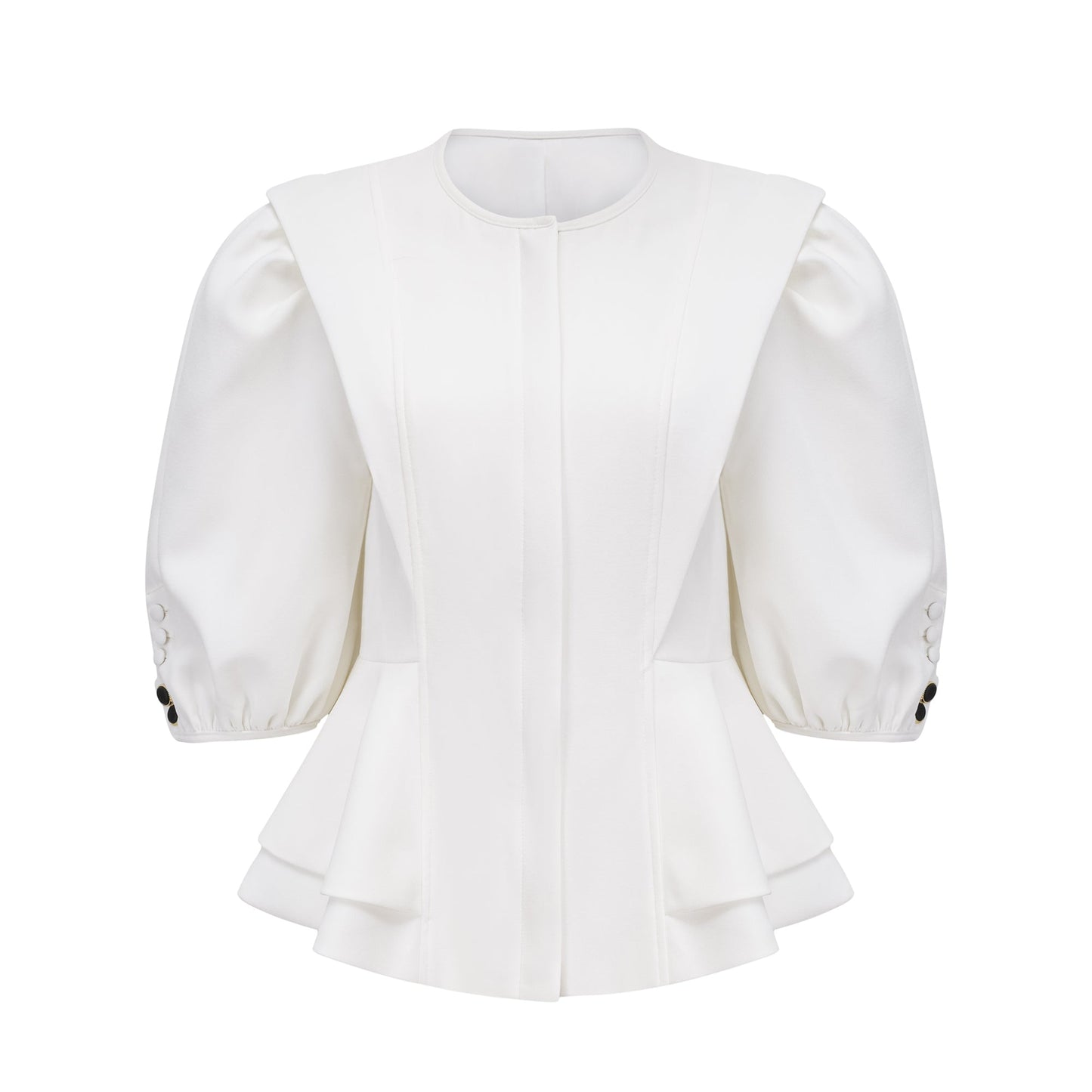 Gwenaëlle Beyaz Peplum Bel Bluz