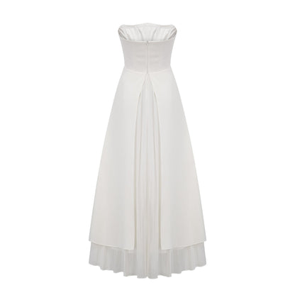Vanessa white pleated off-shoulder maxi dress