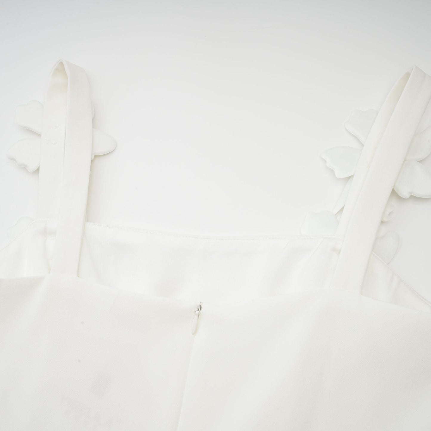Ariane white faux-flower square-neck midi dress