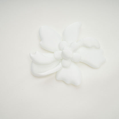 Ariane white faux-flower square-neck midi dress
