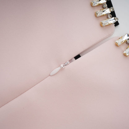 Anaïs pembe kristal bloklu midi elbise