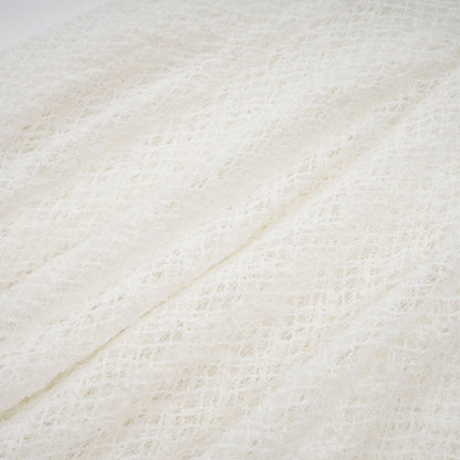Athena Wavy-Pattern Lace Maxi Dress in White