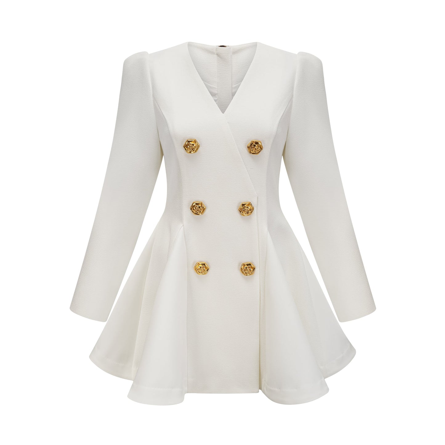 Élise beyaz pilili peplum etekli blazer elbise