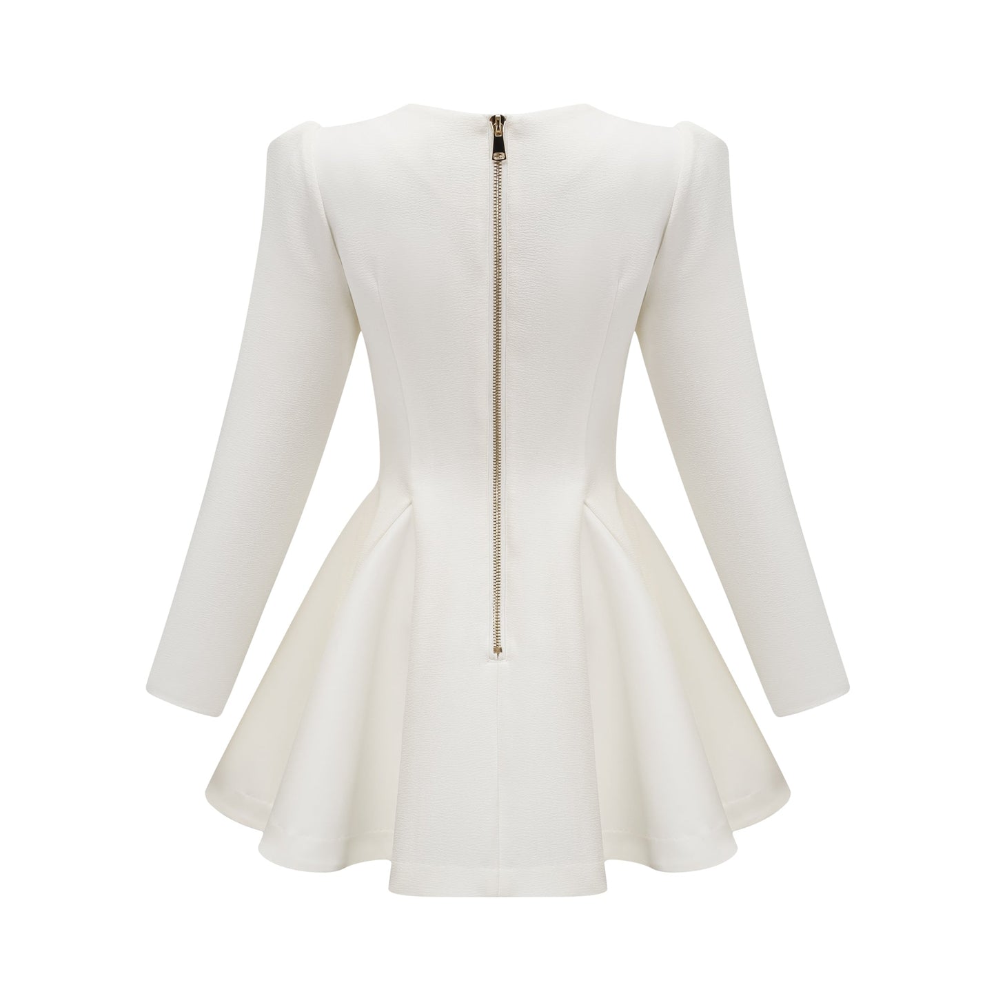 Élise beyaz pilili peplum etekli blazer elbise