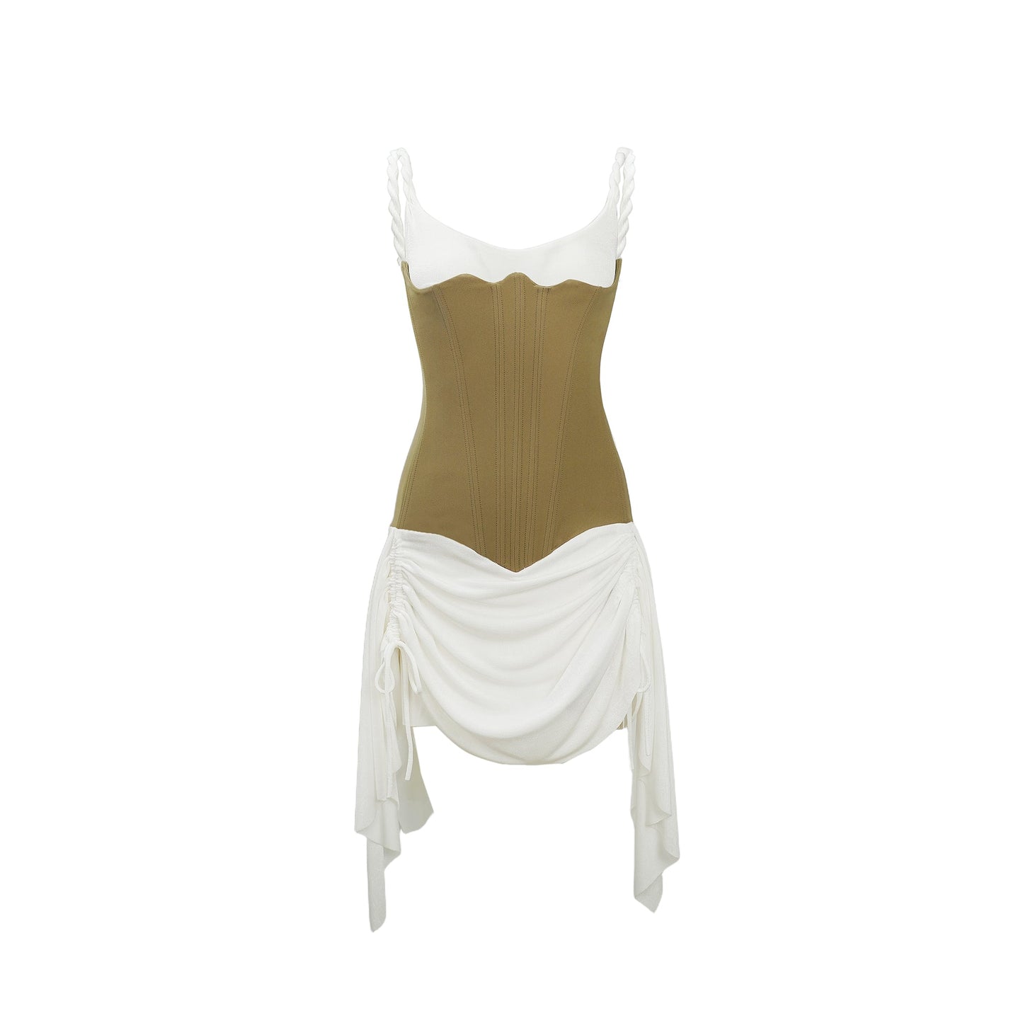 Yasmine Kahve Büstiyer Panelli Mini Elbise