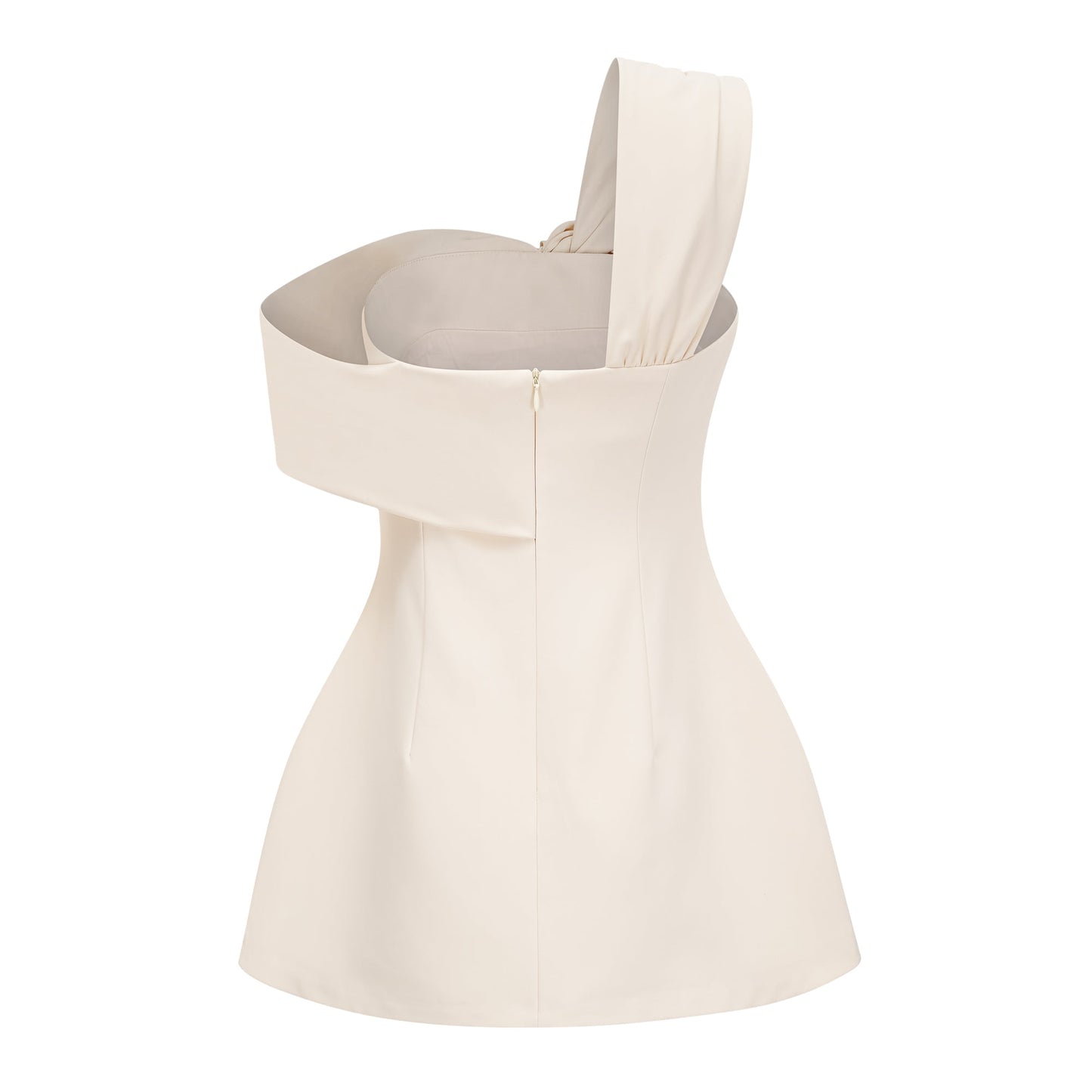 Ismérie Neutrals Off-Shoulder Twisted Mini Dress