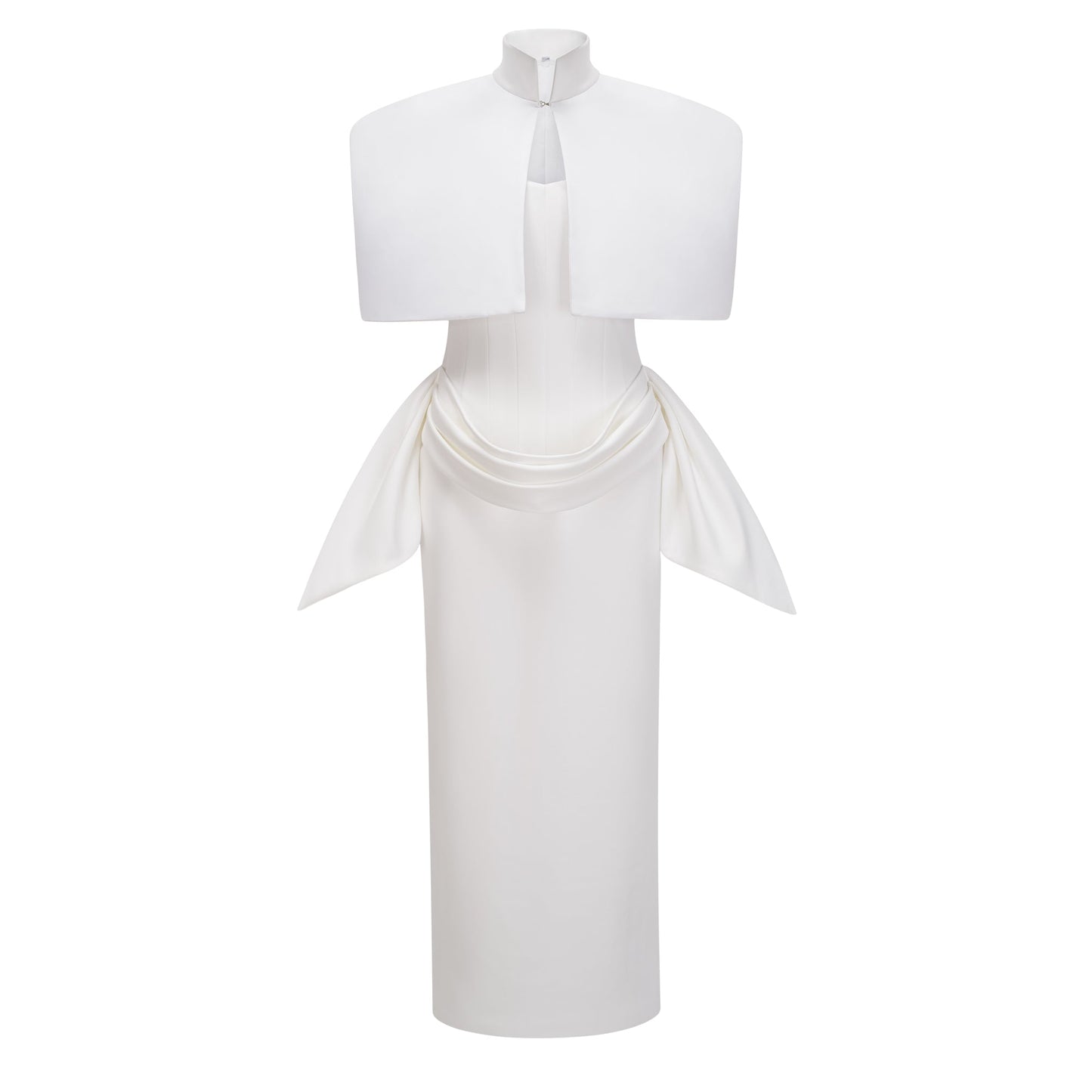 Felice White Structured Cape & Corset Dress Set