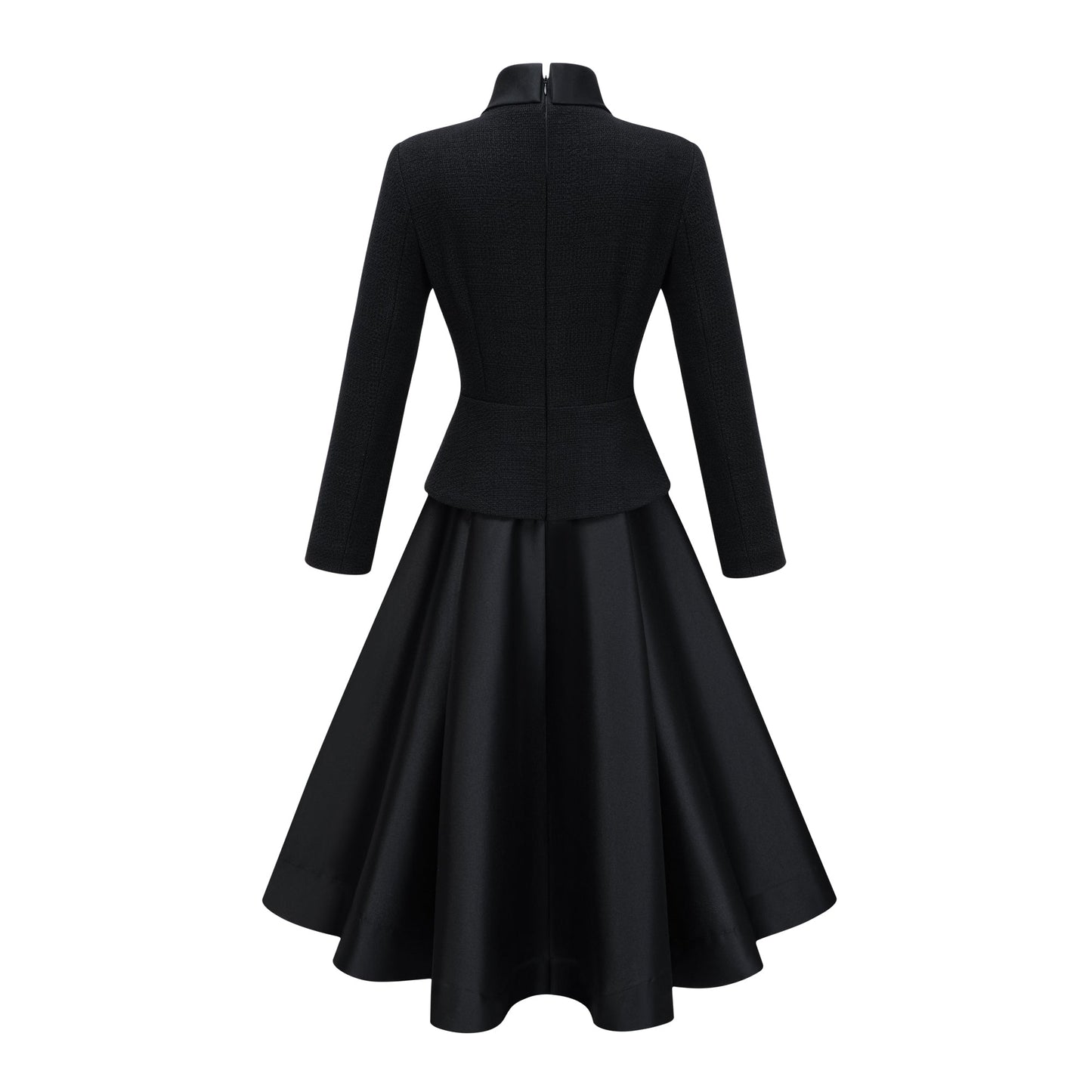 Lorelei Black High Neck Tweed Midi Dress
