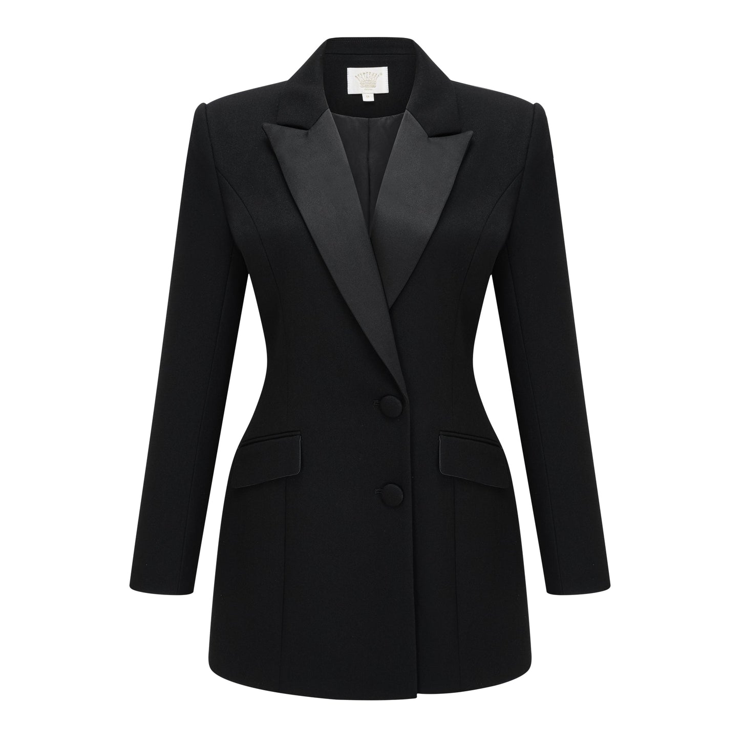 Fleur Black Blazer Mini Dress with Satin Panels