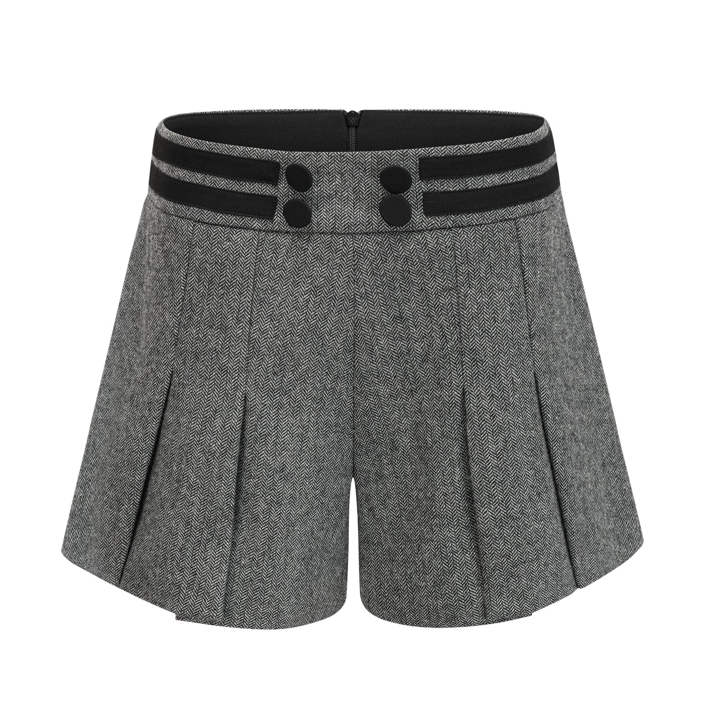 Agathe Grey Herringbone Top & Shorts Matching Set