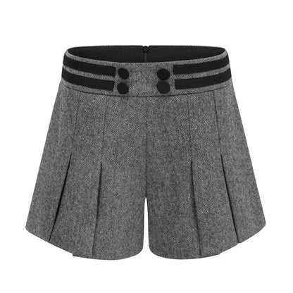 Agathe Grey Herringbone Top & Shorts Matching Set