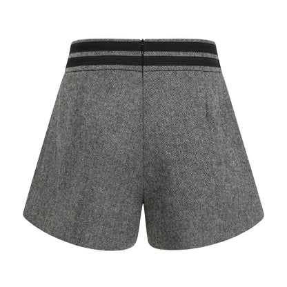 Agathe Grey Herringbone Top & Shorts Matching Set