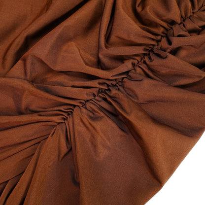 Reine Brown Asymmetrical Ruched Maxi Dress