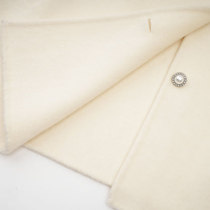Frédérique white wool fur embellished coat