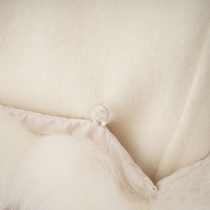 Frédérique white wool fur embellished coat