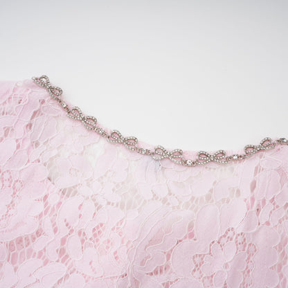 Sabine Pink Floral Lace Mermaid Midi Dress