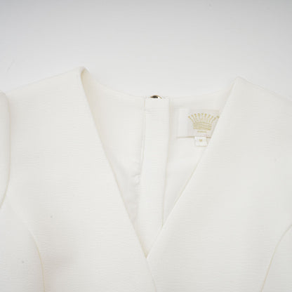 Élise beyaz pilili peplum etekli blazer elbise