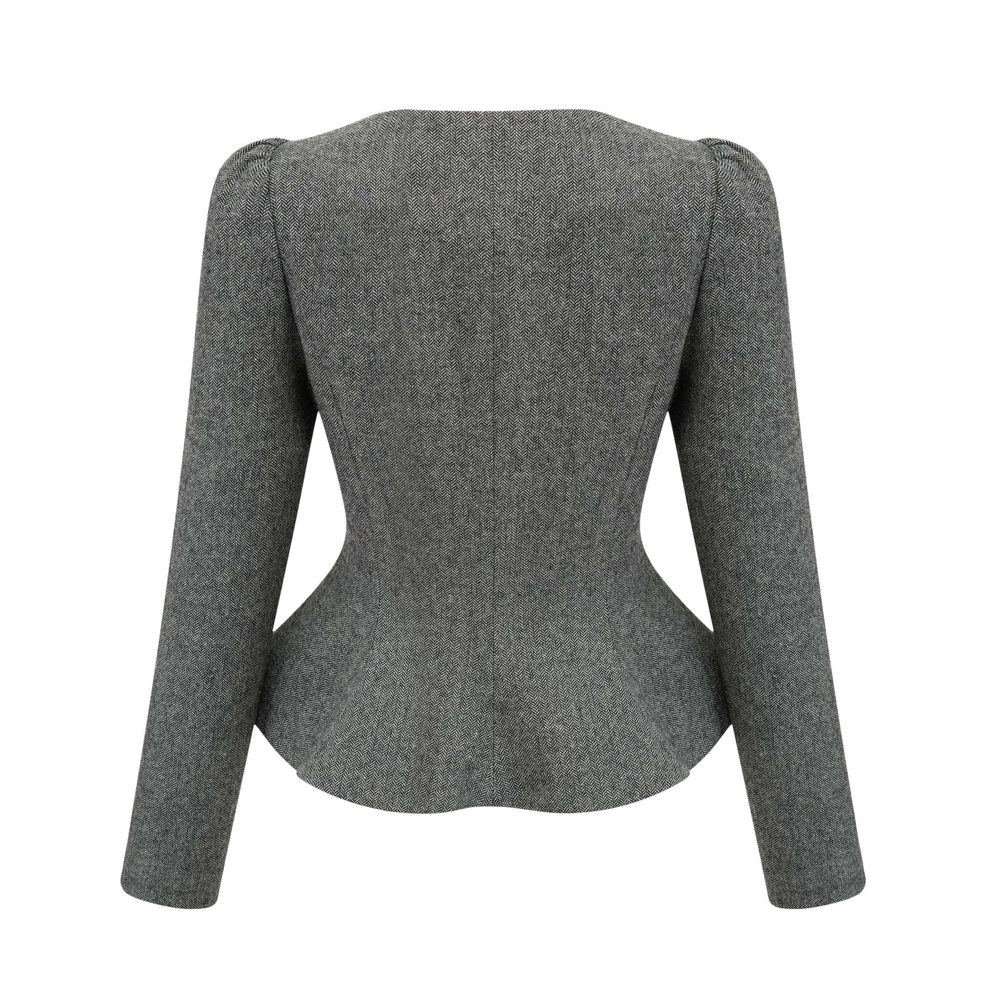 Agathe Grey Herringbone Top & Shorts Matching Set