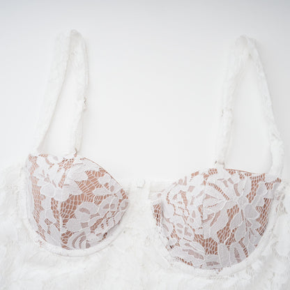 Abbie White Floral Lace Bustier Maxi Dress