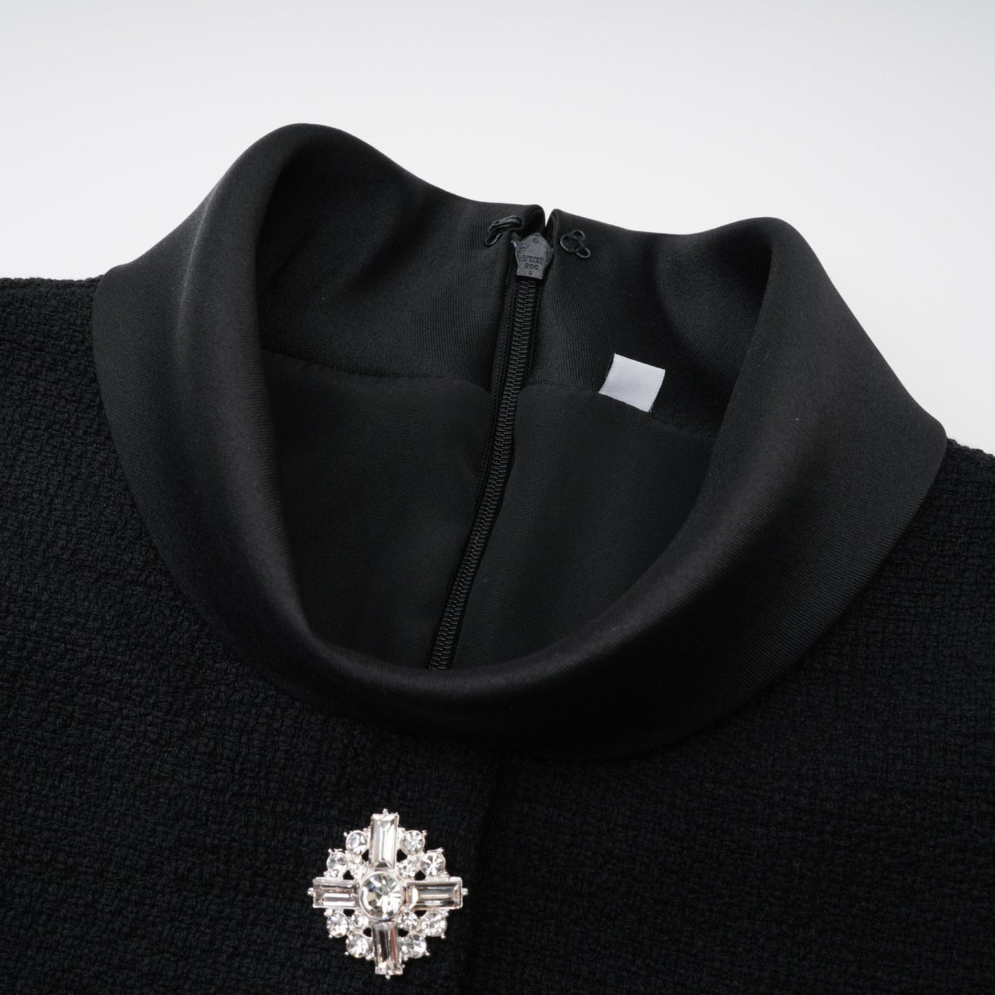 Lorelei Black High Neck Tweed Midi Dress