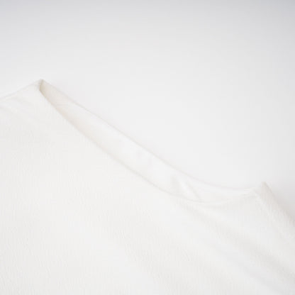 Liana White Asymmetrical Flared Midi Dress