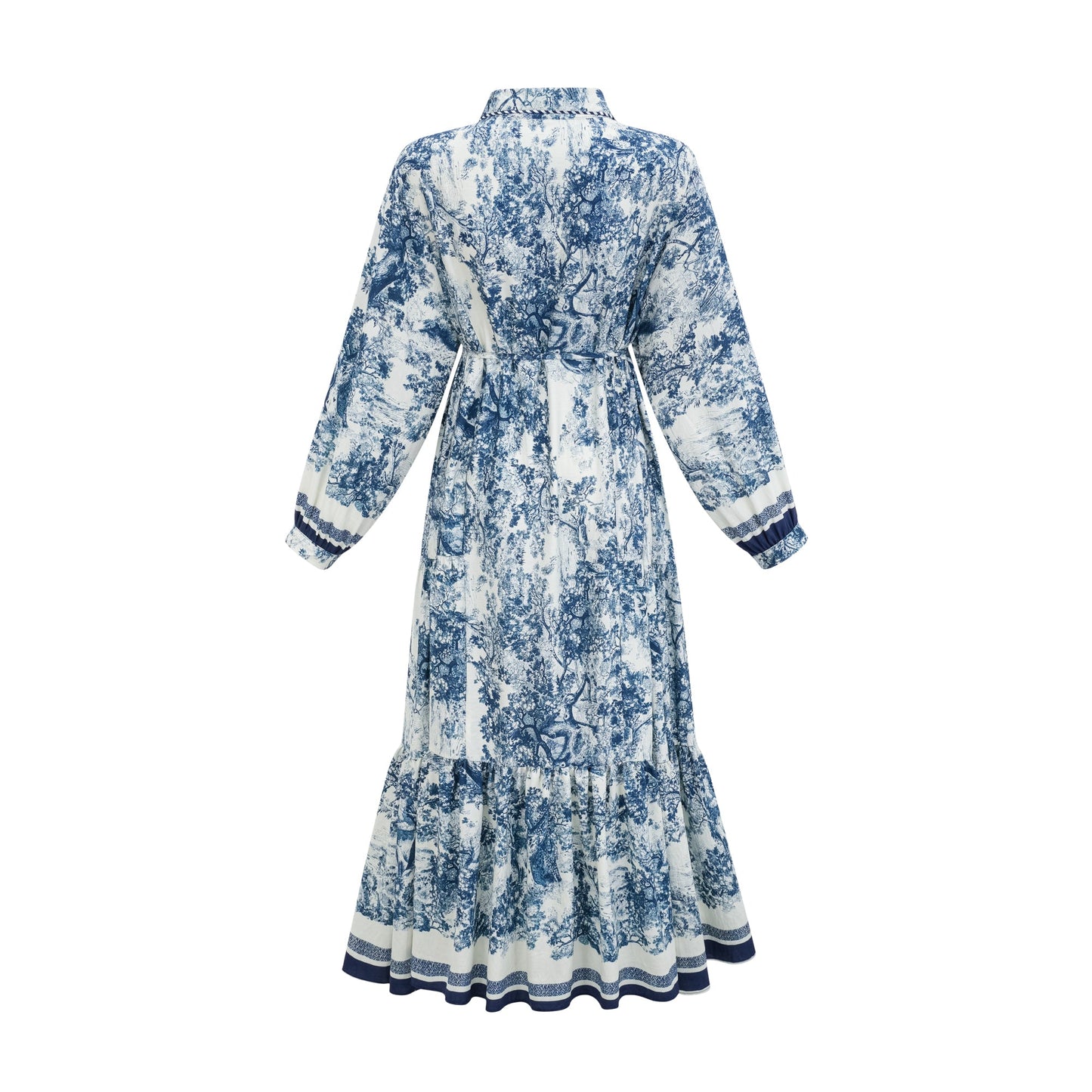 Adélaïde Graphic-Print Midi Dress in Blue
