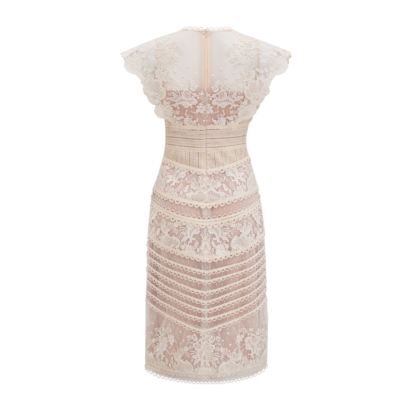 Neutrals Fleur çiçek işlemeli dantel midi elbise