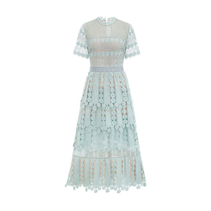 Océane green floral embroidered midi dress