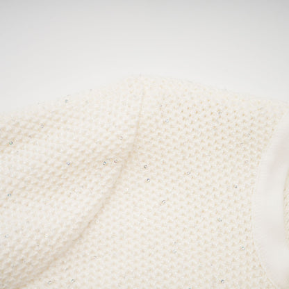 Adélade White Embellished Knit Midi Dress